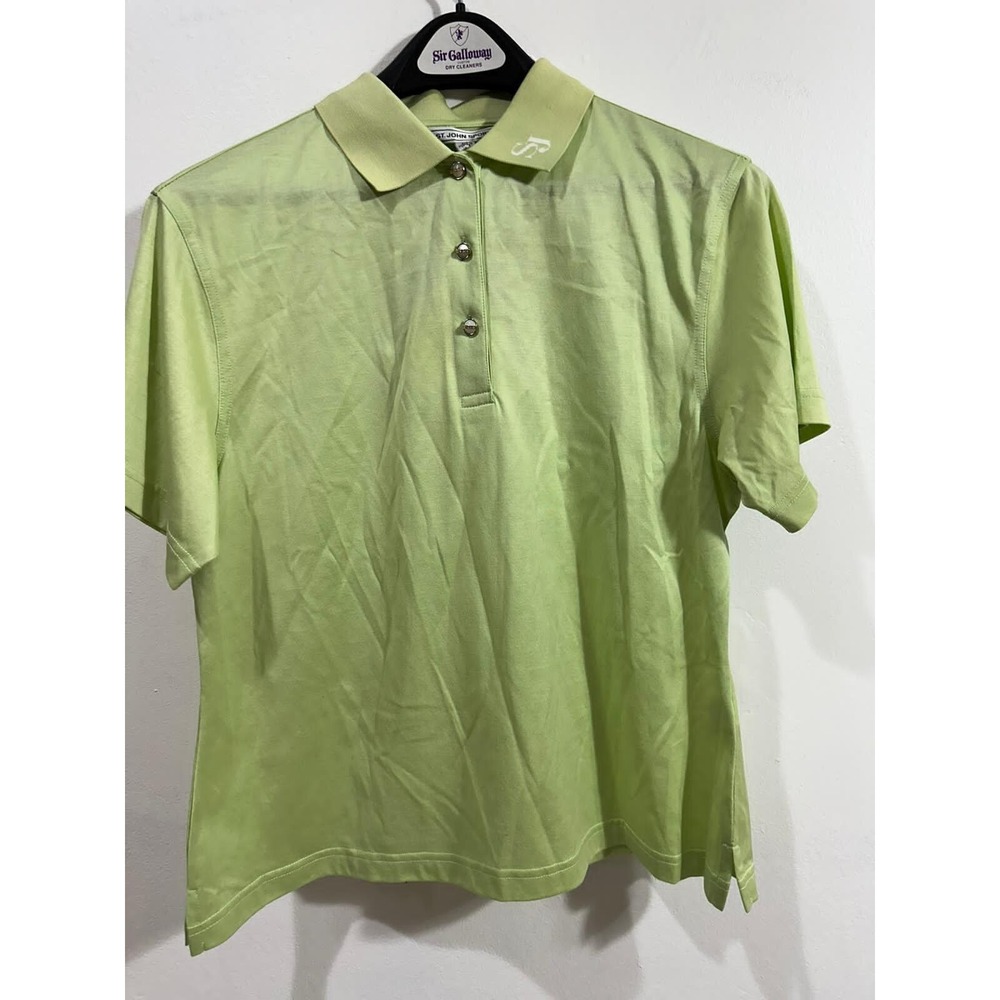 St John Sport Polo‎ Shirt Short Sleeve Collared Top Golf Green Sz M